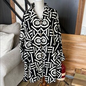 Vintage Tribal Print Button-Up Jacket – One Size women’s plus size